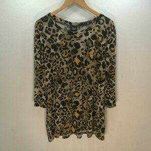 Jostar USA Classic Leopard Stretchy Long Sleeve Comfort Colorful   Tunic Size XL